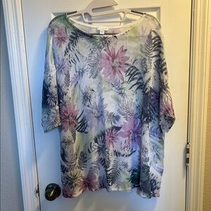 J. Jill Multicolor Floral Women's Open Stitch Sweater